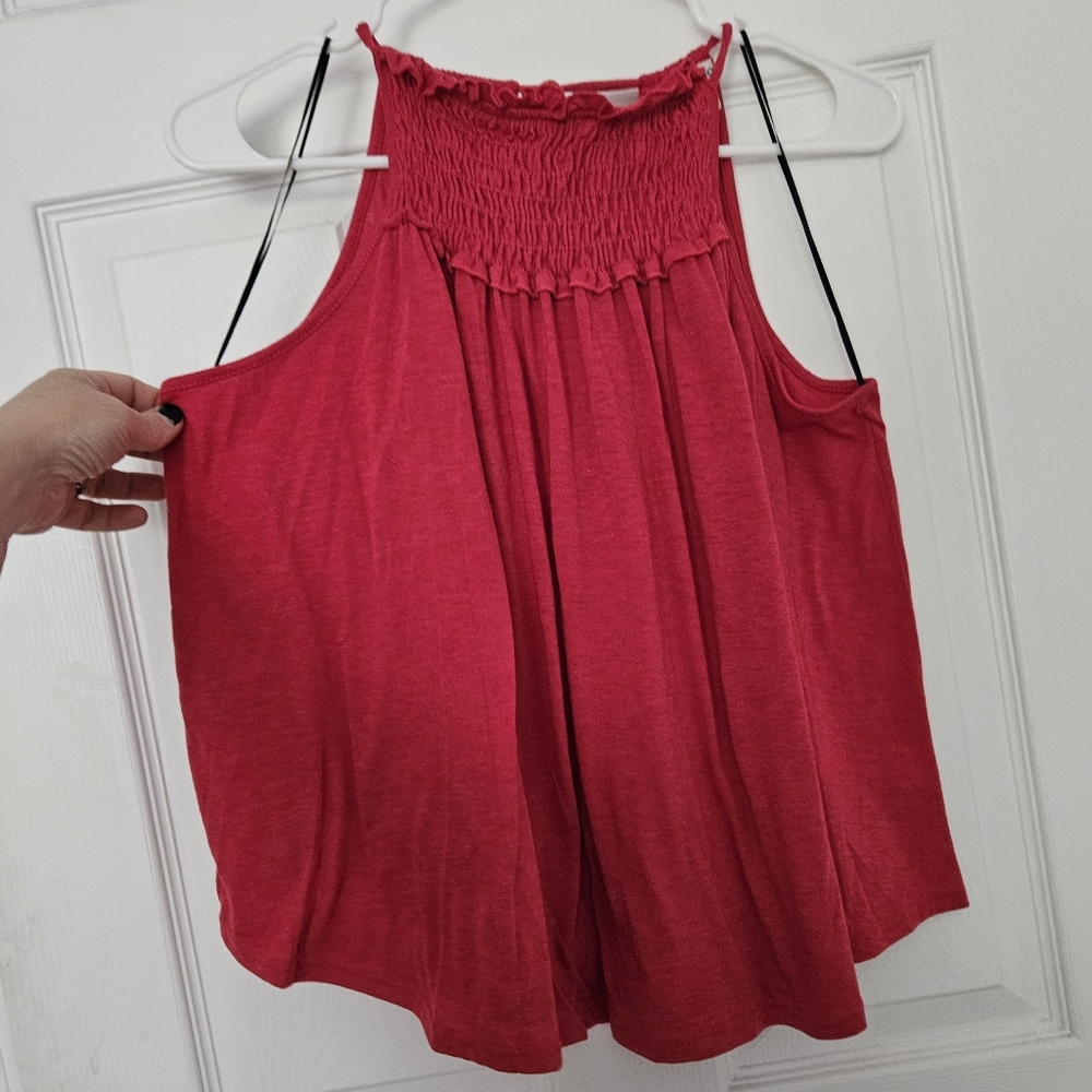 XL Earthbound Trading Co red smocked tank top